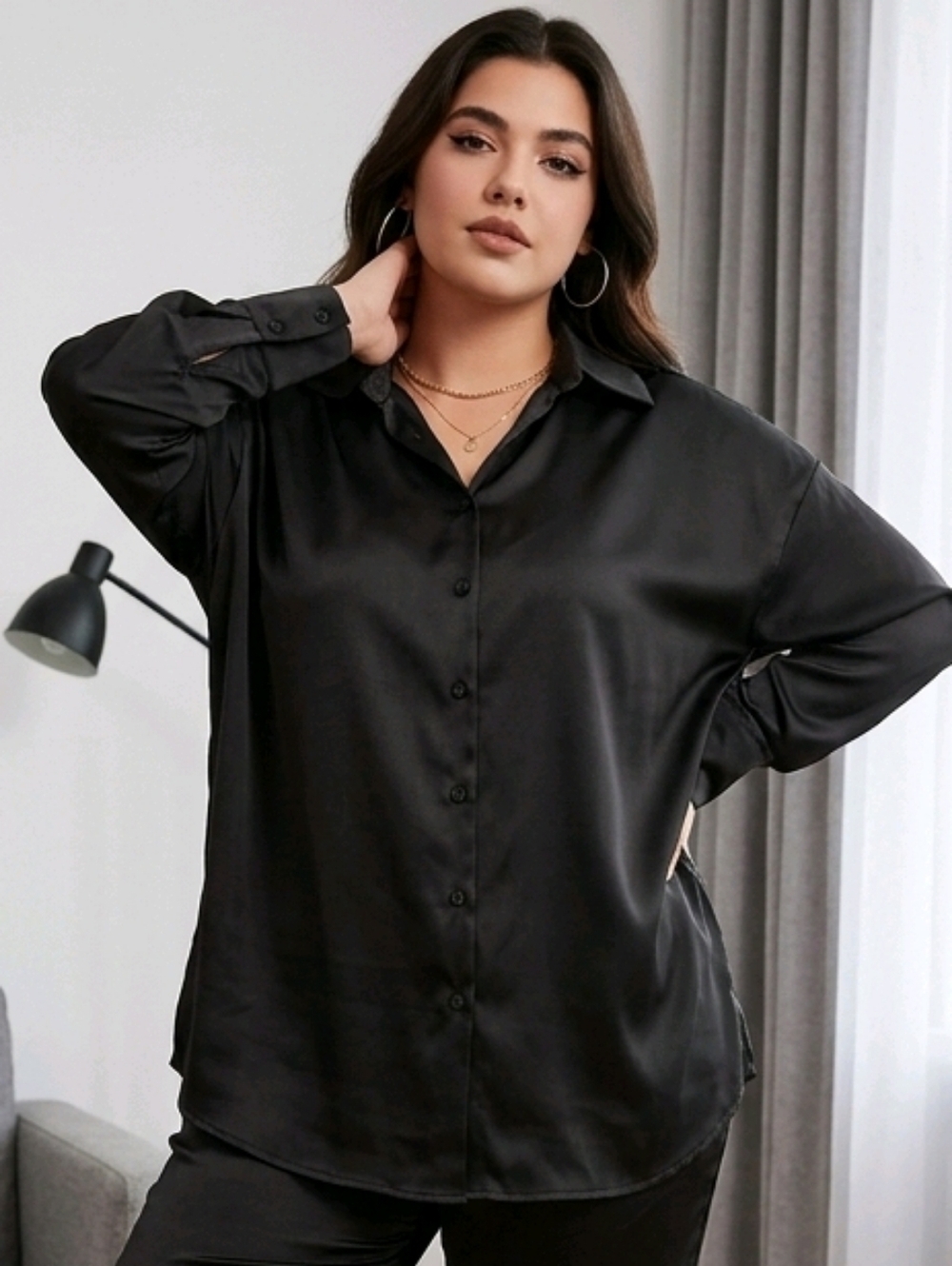 ZARA Satin Button Down Shirt Sz L Great Condition